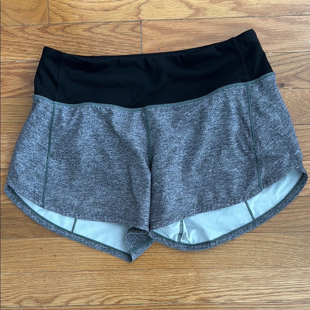 lululemon athletica Gray Heathered Shorts with Black Waistband